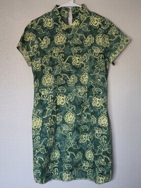 Batik Keris Cotton Green Floral Short Sleeve Dress